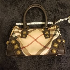 Burberry Studded Check Print Satchel